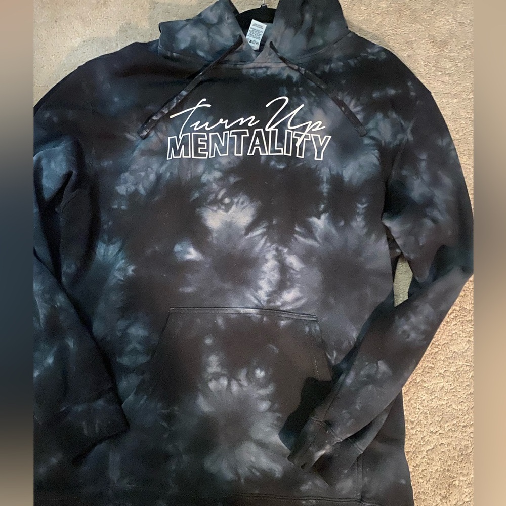 Black Tie-Dye Zip-Up Hoodie